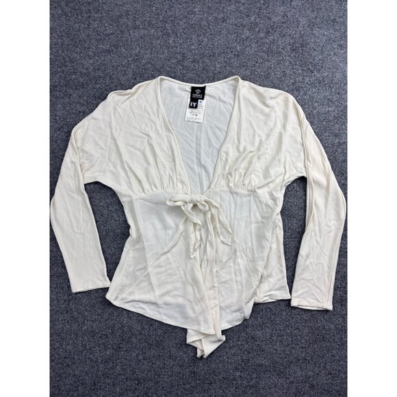 Versace Jeans Couture Cardigan Top Women's Small Ivory Long Sleeve Tie Front - Picture 1 of 5